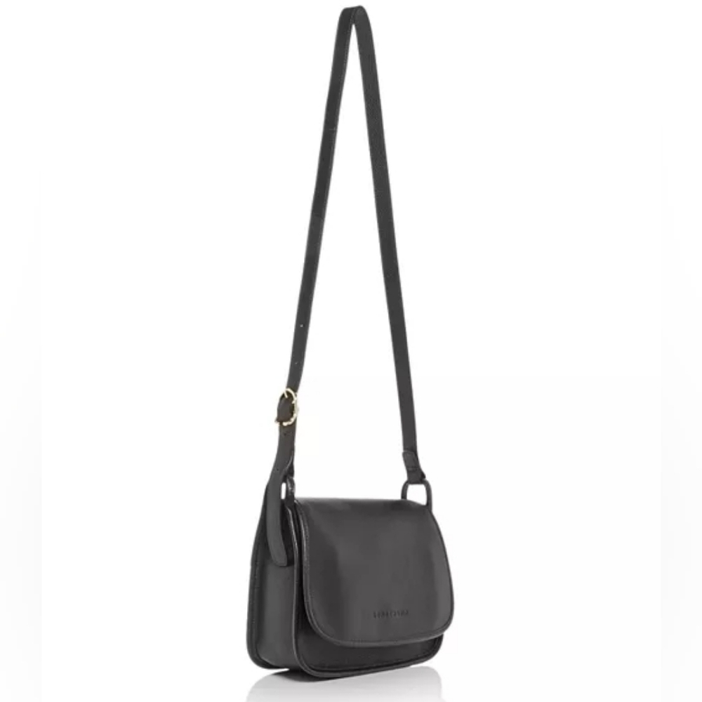 Longchamp Le Foulonné Leather Crossbody | Black/Gold | free lip balm - Picture 11 of 16